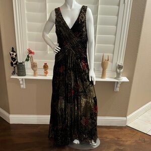 Simon Chang Deep V Burnout Gown Dress